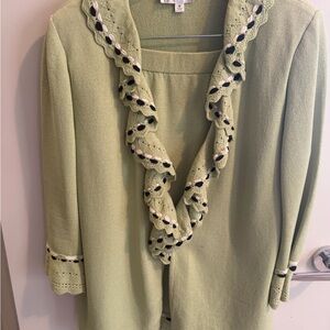 St. John Light Green Knit Top